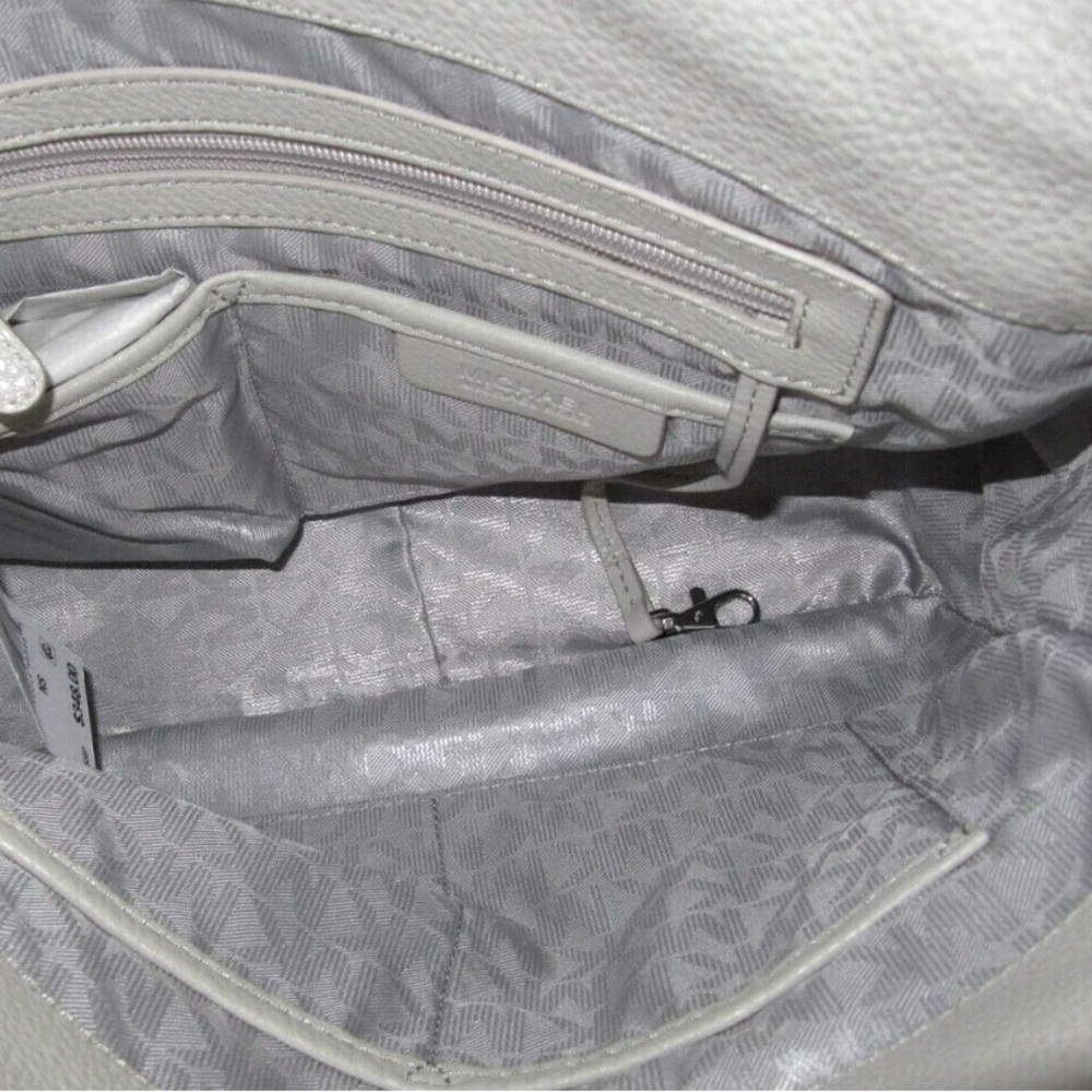 MICHAEL KORS ASTOR Studded Cement Gray Leather Hobo Messenger Shoulder Bag - Picture 9 of 13